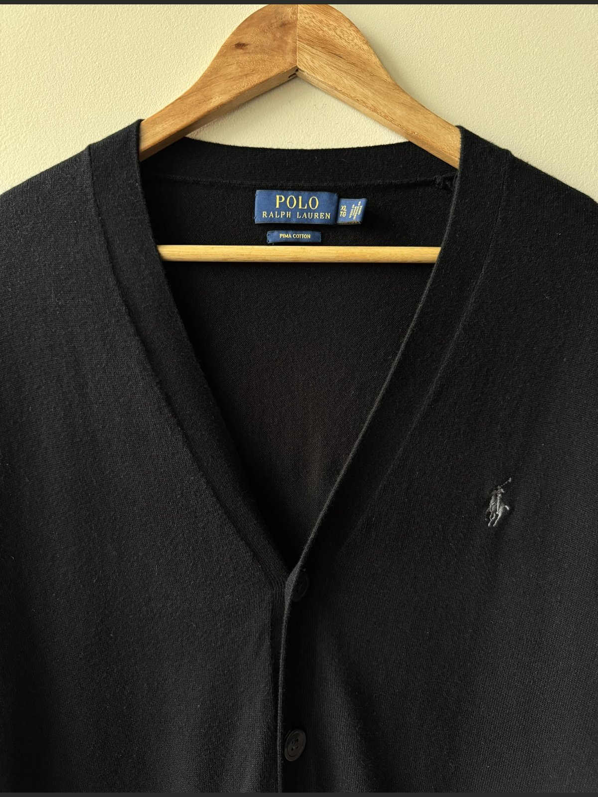 Black Cotton Ralph Lauren Cardigan — view 2 of 3